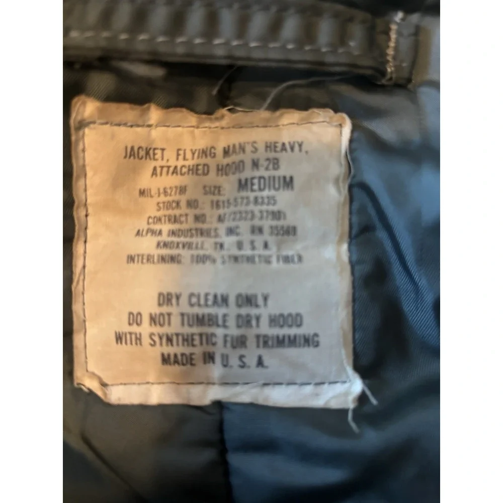 Vintage USAF N-2B Heavy Flying Bomber Jacket Mens Medium Fur Split Hood 6278F